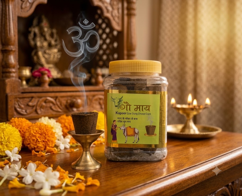 गौ माय शुद्ध देसी गोमय कपूर धूप कप (12 पीस जार)